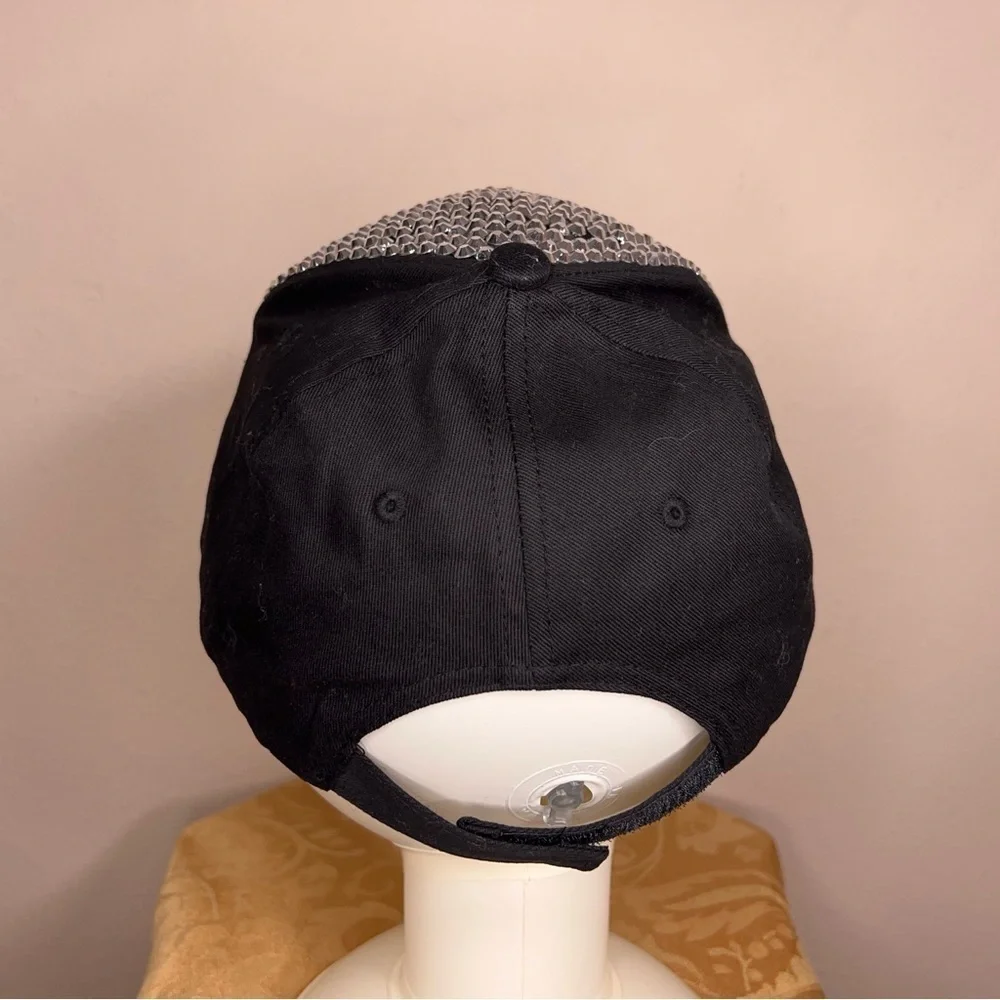 BLACK STUDDED SPARKLE WOMENS HAT BIKER GOTH PUNK SILVER